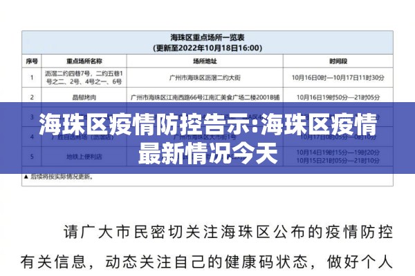 海珠区疫情防控告示:海珠区疫情最新情况今天