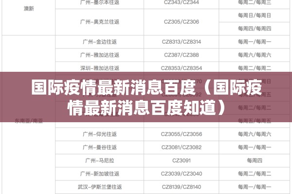 国际疫情最新消息百度（国际疫情最新消息百度知道）