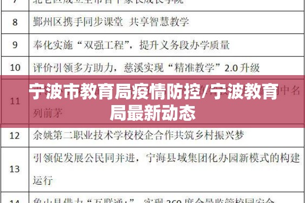 宁波市教育局疫情防控/宁波教育局最新动态