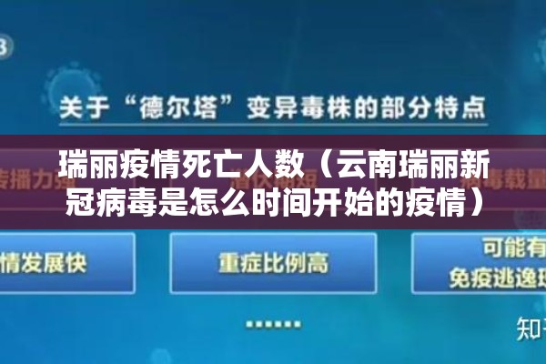 瑞丽疫情死亡人数(云南瑞丽新冠病毒是怎么时间开始的疫情) 瑞丽疫情死亡人数(云南瑞丽新冠病毒是怎么时间开始的疫情)