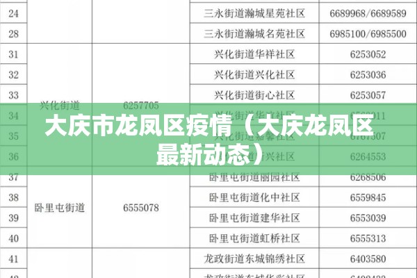 大庆市龙凤区疫情（大庆龙凤区最新动态）
