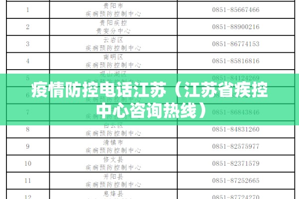 疫情防控电话江苏（江苏省疾控中心咨询热线）