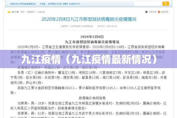 九江疫情（九江疫情最新情况）