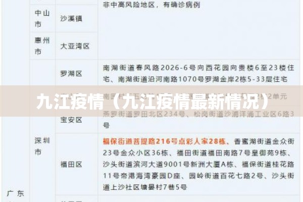 九江疫情（九江疫情最新情况）