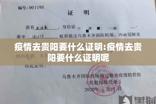 疫情去贵阳要什么证明:疫情去贵阳要什么证明呢