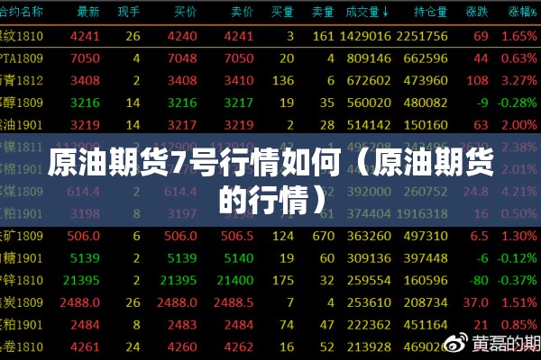 原油期货7号行情如何（原油期货的行情）