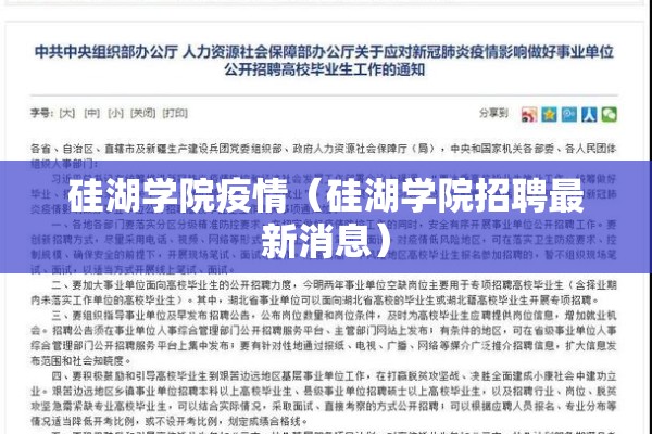 硅湖学院疫情（硅湖学院招聘最新消息）