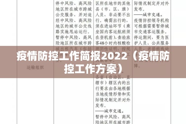 疫情防控工作简报2022（疫情防控工作方案）