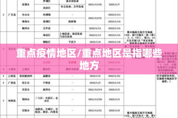 重点疫情地区/重点地区是指哪些地方