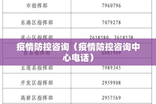 疫情防控咨询（疫情防控咨询中心电话）